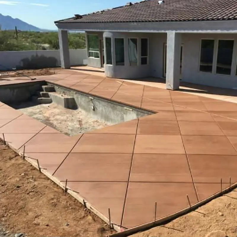 Colored concrete pool deck and patio, Tucson area