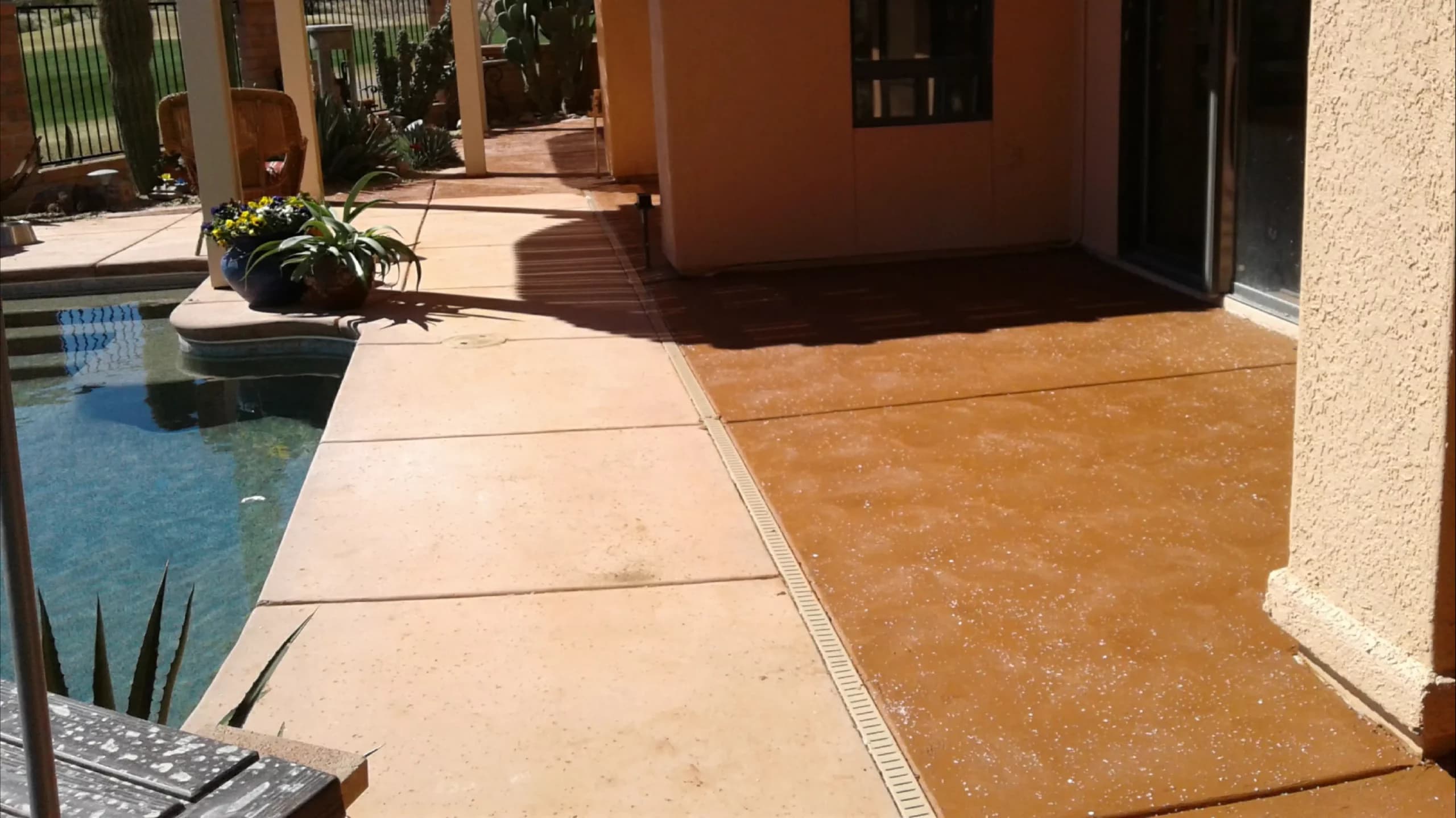 Colored concrete pool deck and patio, Tucson area